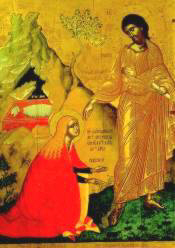 "Jsus apparat  Marie-Madeleine"; Kretische Ikone von Meister Emmanul Lamprdos, Rthgman